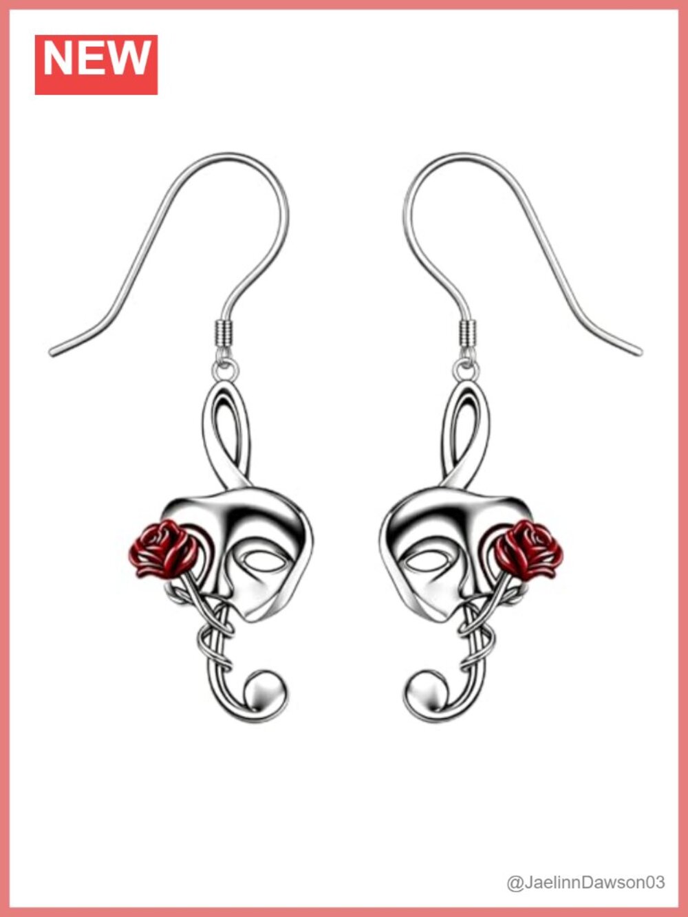 Sterling Silver Phantom of the Opera Drop Dangle Earrings 925